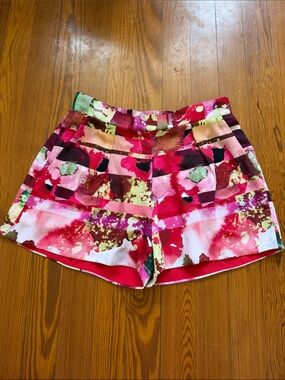 Askari Pink Abstract Watercolor Print Shorts